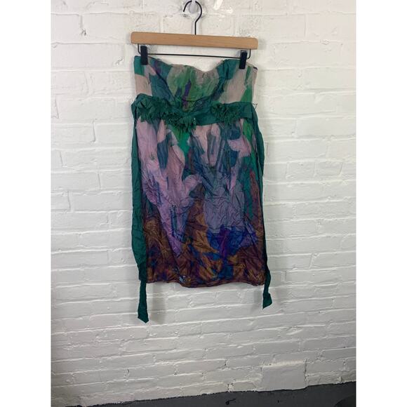 Tintoretto Women's Strapless Mini Dress Sleeveless Geometric Multicolor Size S - Picture 1 of 9